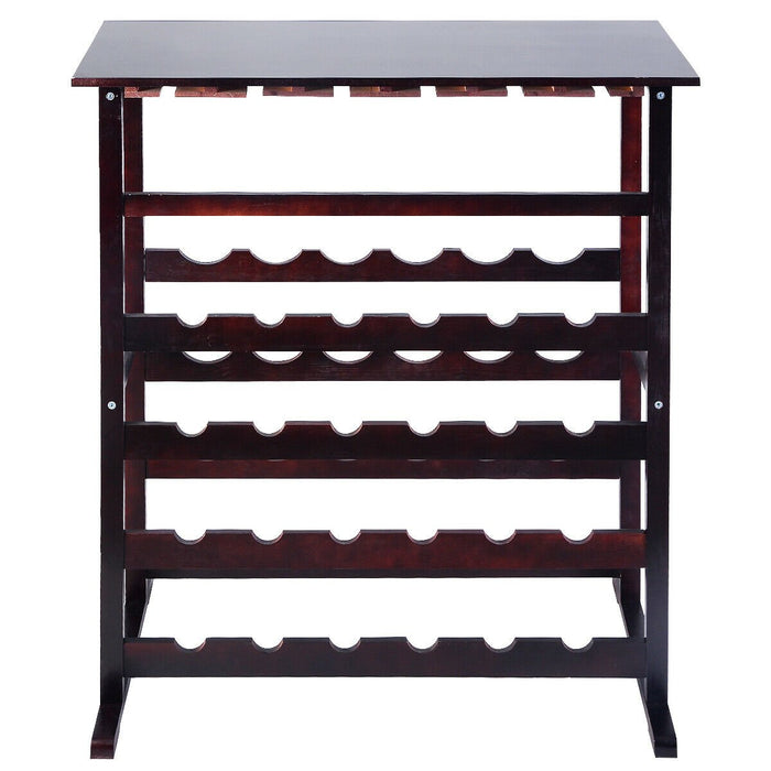 24 Bottle Wood Wine Rack with 18 Glass Holders | Freestanding Wine Display Stand for Home Bar, Kitchen, Cellar - Cherish Home