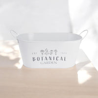 30cm Oval Trough Planter, Vintage White, with Handles - Flower Pot Tub - Cherish Home