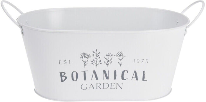 30cm Oval Trough Planter, Vintage White, with Handles - Flower Pot Tub - Cherish Home