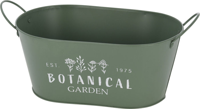 30cm Trough Oval Planter Flower Pots Plant Pot Tub Handles Vintage Green - Cherish Home
