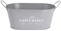 30cm Trough Oval Planter Flower Pots Plant Pot Tub Handles Vintage Grey - Cherish Home