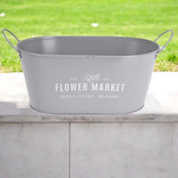 30cm Trough Oval Planter with Handles Vintage Grey - Cherish Home