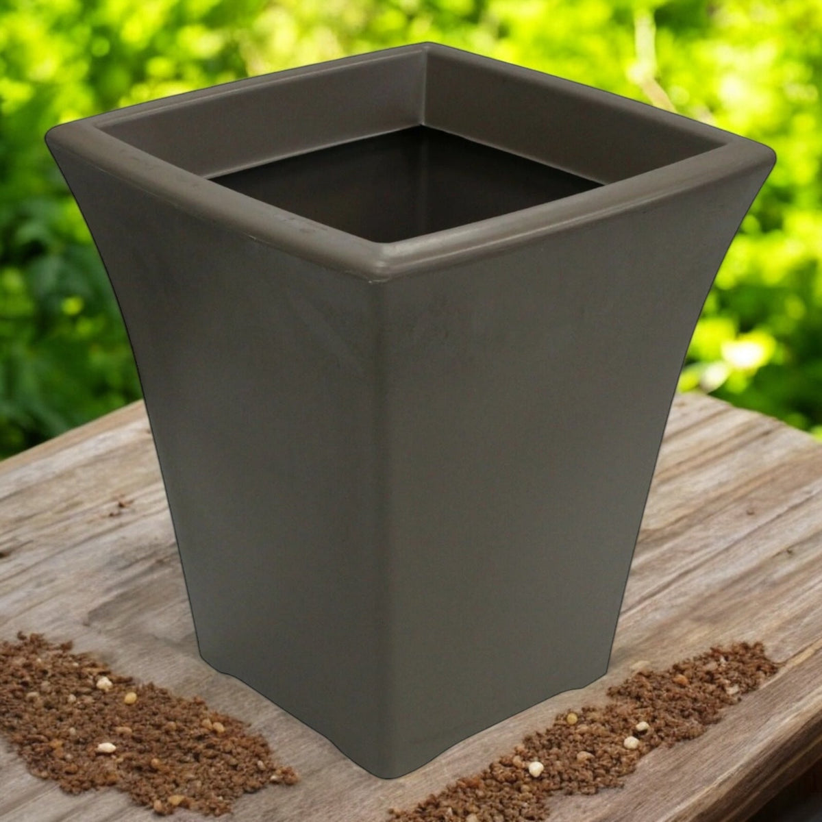 37cm Tall Flared Planter. Plastic Plant Pot Brown Plant Pot - Cherish Home