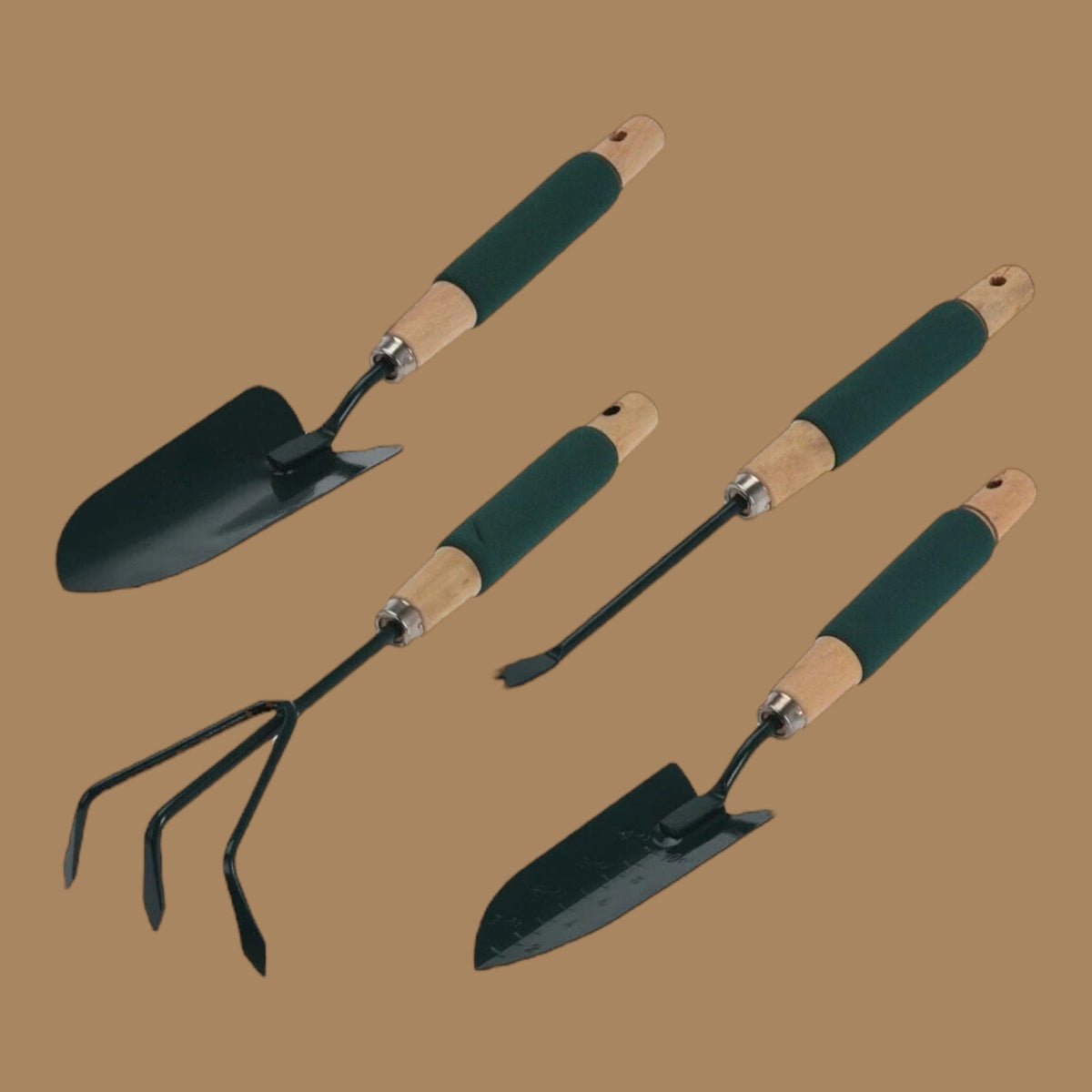 4 Piece Garden tool Set, Rake Shovel Weeder Digger With Foam Covered Handle - Cherish Home