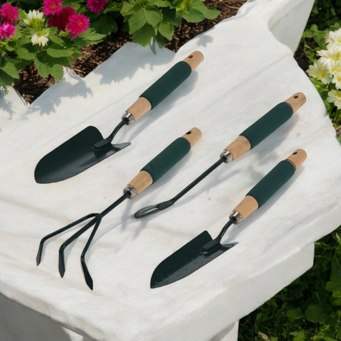 4 Piece Garden tool Set, Rake Shovel Weeder Digger With Foam Covered Handle - Cherish Home