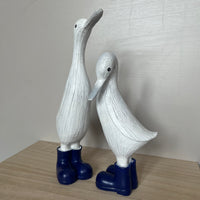 Denver & Dixie Duck Couple - Two White Ducks in Navy Blue Wellies Ornament