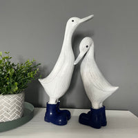 Denver & Dixie Duck Couple - Two White Ducks in Navy Blue Wellies Ornament