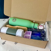 The Pamper & Hydrate Wellness Gift Set, self-care hamper for Her with Green Bottle, Hair Wrap & Lip Balm