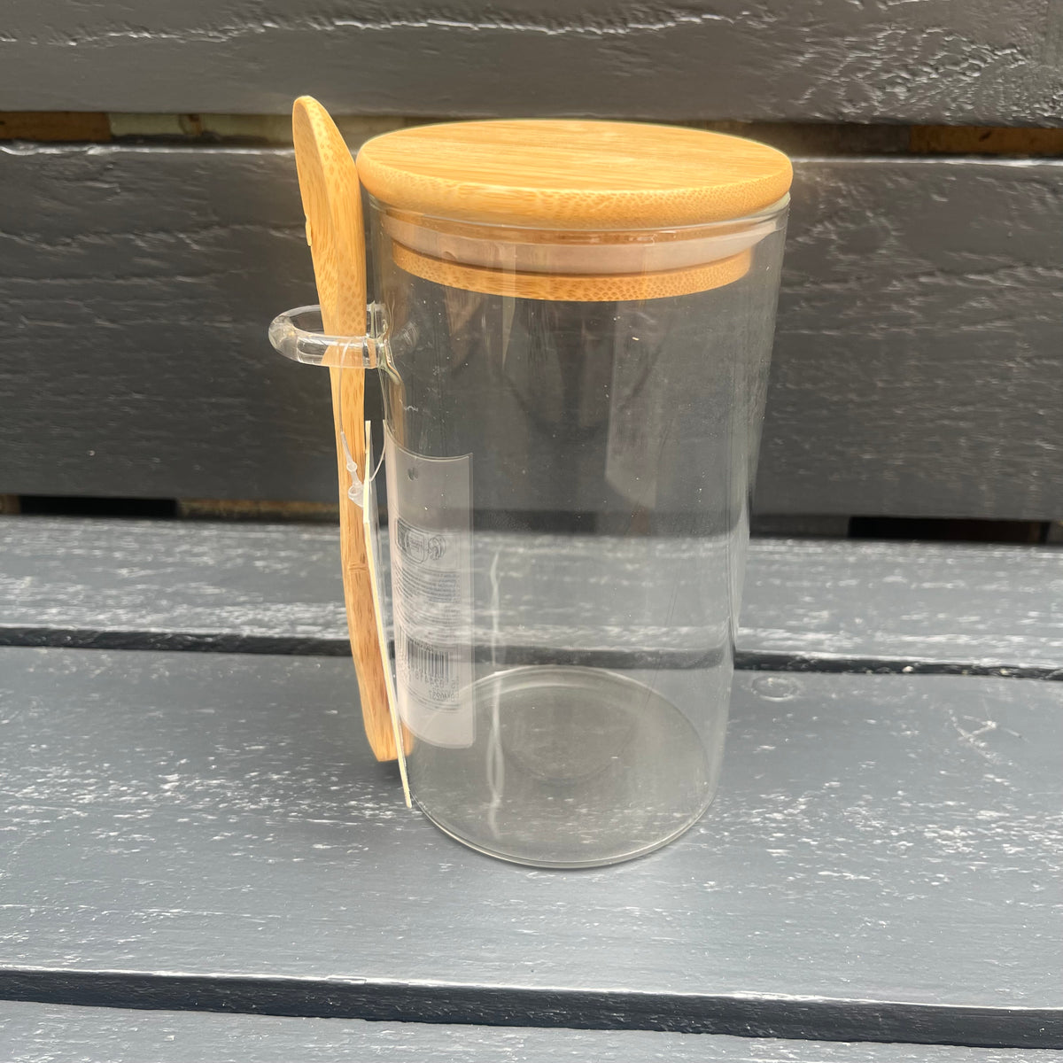 Storage Jar with Wooden Spoon , Versatile Storage for Kitchen or Bathroom Body Scrubs, Epsom Salts, Coffee, Hot Chocolate