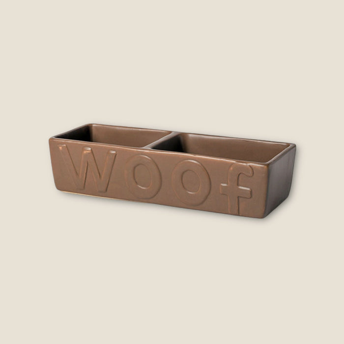 Ancol Ceramic Brown Double Bowl Dog Bowl Dog Feeding Bowl for Water or Food - Cherish Home