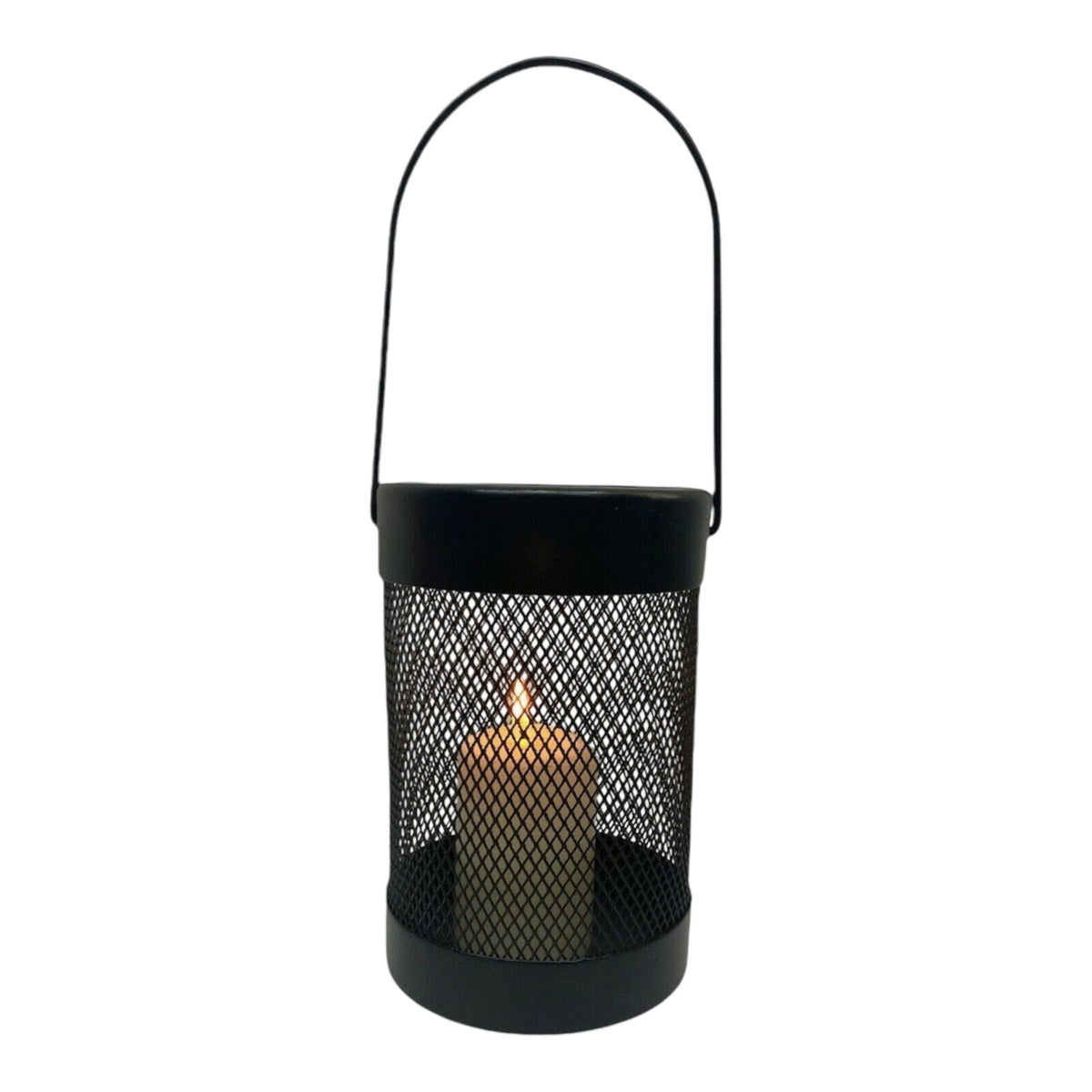 Black Mesh Lantern Metal Wired Pillar LED Candle Hanging Lantern Indoor outdoor - Cherish Home