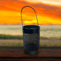 Black Mesh Lantern Metal Wired Pillar LED Candle Hanging Lantern Indoor outdoor - Cherish Home