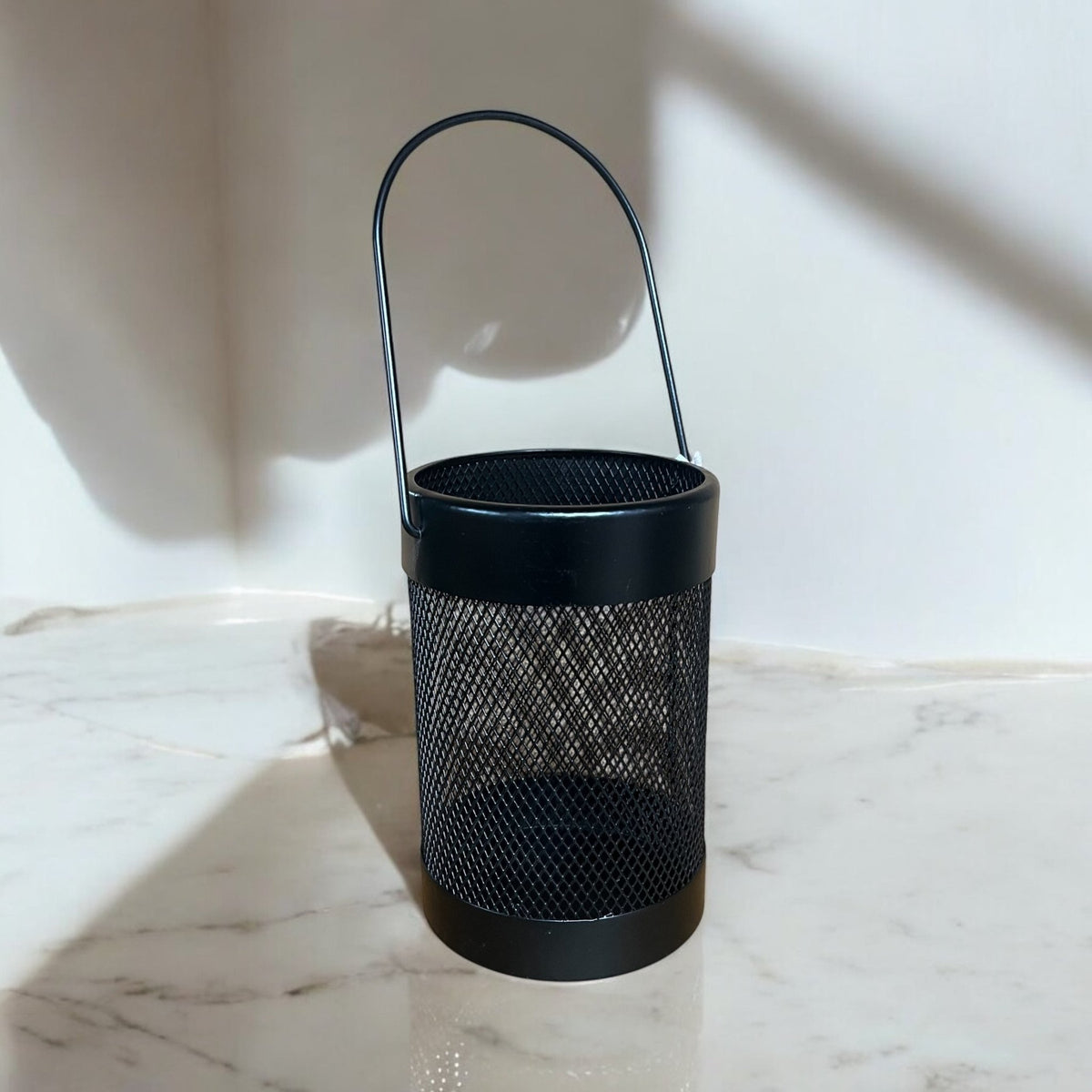 Black Mesh Lantern Metal Wired Pillar LED Candle Hanging Lantern Indoor outdoor - Cherish Home