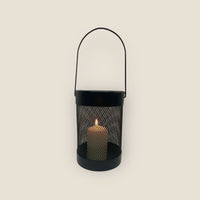 Black Mesh Lantern Metal Wired Pillar LED Candle Hanging Lantern Indoor outdoor - Cherish Home