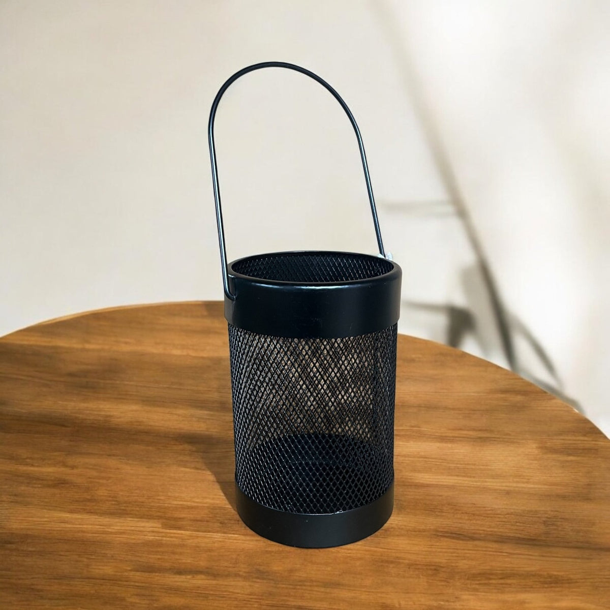 Black Mesh Lantern Metal Wired Pillar LED Candle Hanging Lantern Indoor outdoor - Cherish Home