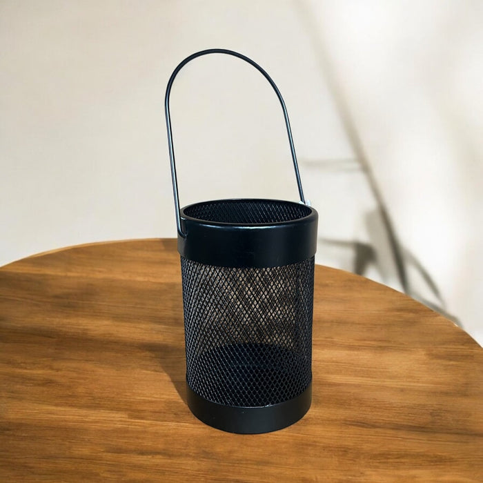 Black Mesh Lantern Metal Wired Pillar LED Candle Hanging Lantern Indoor outdoor - Cherish Home
