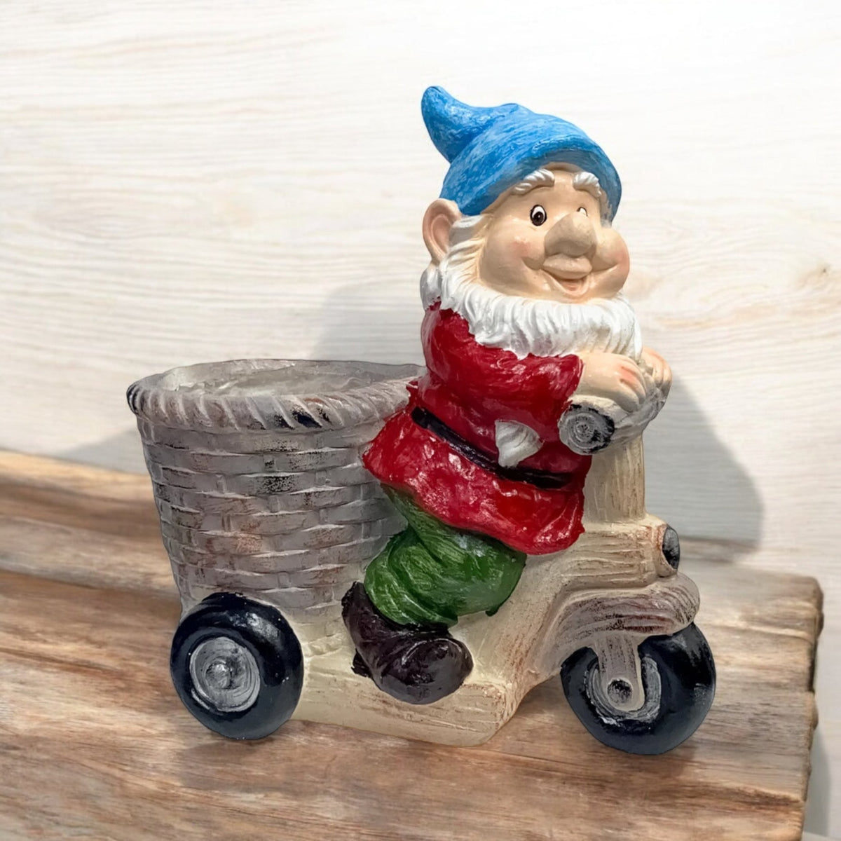 Charming Garden Gnome Holding Plant Pot - Fibre Clay - Cherish Home