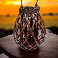 Decorative Wicker Large Lantern With Glass Holder - Cherish Home