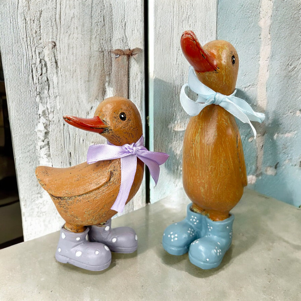 Dina & Danny Duck Ornaments with Wellies & Neckties - Cherish Home