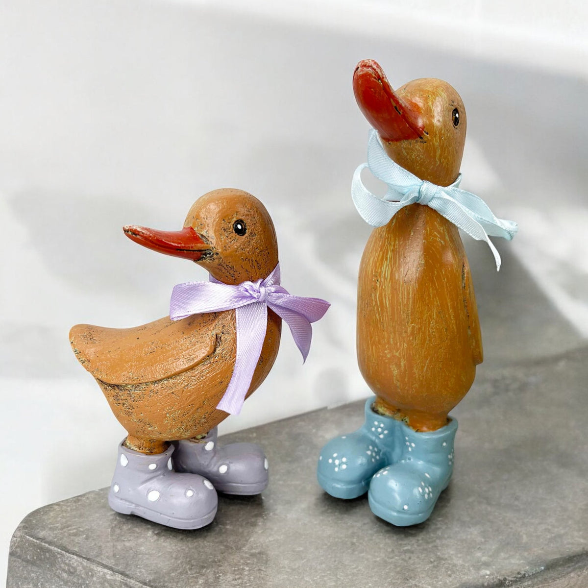 Dina & Danny Duck Ornaments with Wellies & Neckties - Cherish Home