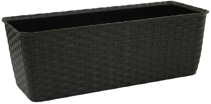 Large 40cm Brown Rattan Planters & Water Reserve Window Box Pot - Cherish Home