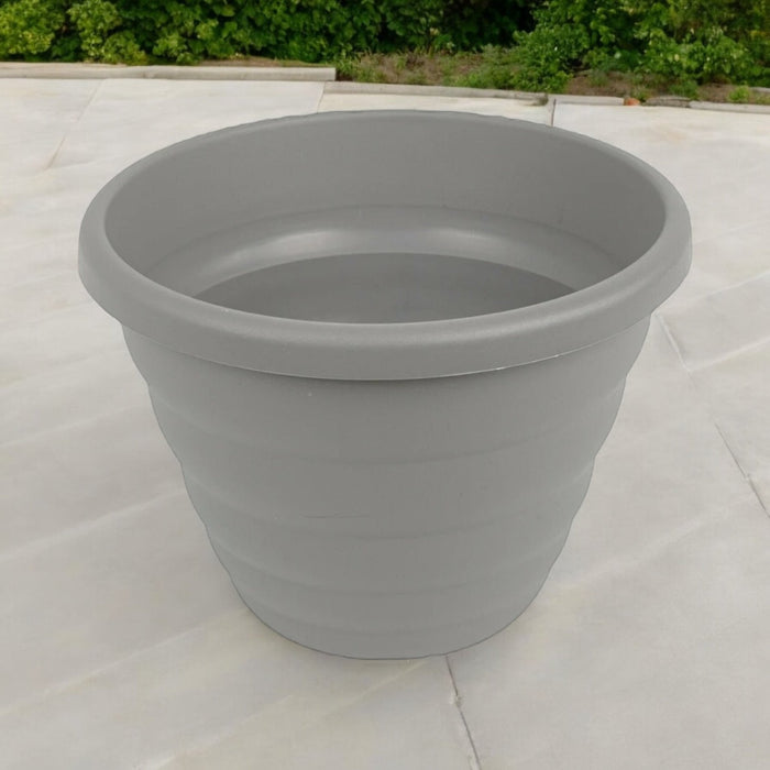 Large 40cm Round Rippled Grey Barrel Planter 22L - Cherish Home