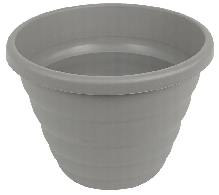 Large 40cm Round Rippled Grey Barrel Planter 22L - Cherish Home