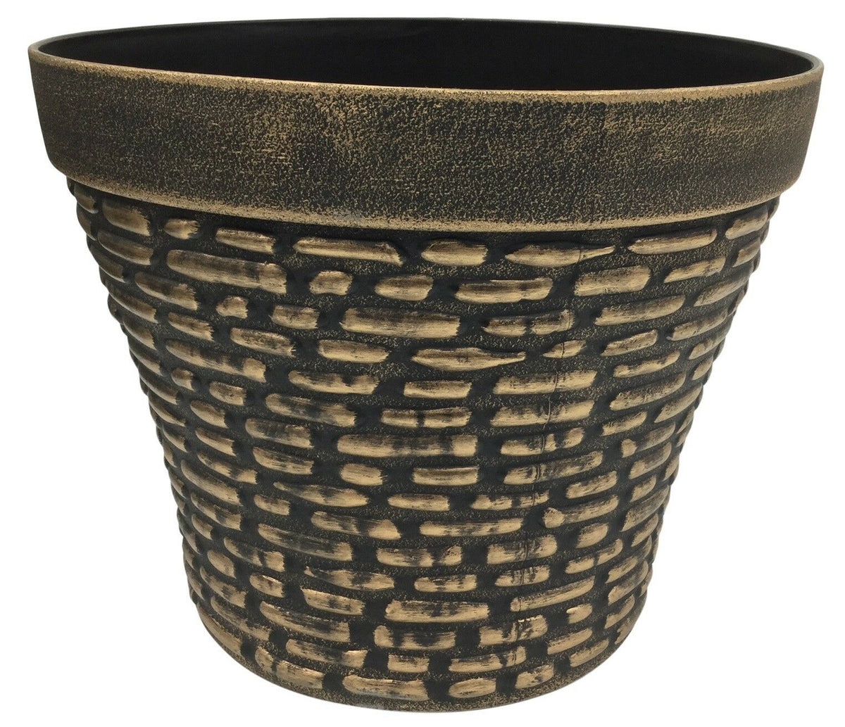 Large Antique Copper Planter Plant Pot Flower Pot Round Pebble Finish - Cherish Home
