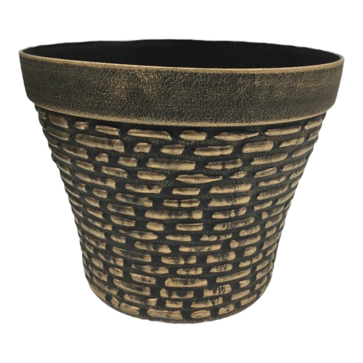 Large Antique Copper Planter Plant Pot Round Pebble Finish - Cherish Home