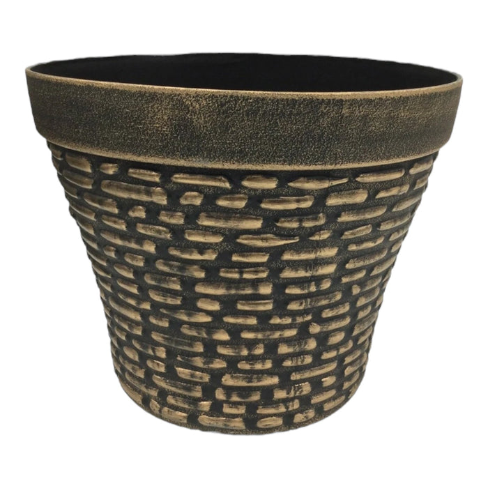 Large Antique Copper Planter Plant Pot Round Pebble Finish - Cherish Home