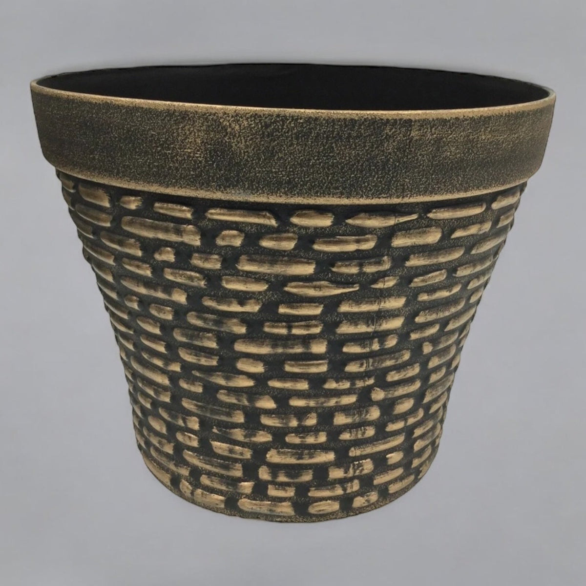 Large Antique Copper Planter Plant Pot Round Pebble Finish - Cherish Home