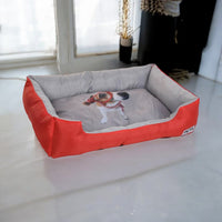 Large Dog Bed Pet Bed 78cm X 55cm X 18cm Rectangle Red Blue & Grey Fun Style - Cherish Home