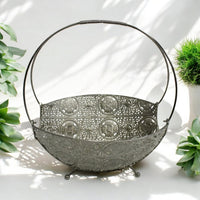 Large Metal Mesh Silver Decor Bowl Centerpiece Bowl Tray Fruit Bowl - Cherish Home