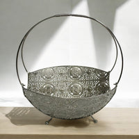 Large Metal Mesh Silver Decor Bowl Centerpiece Bowl Tray Fruit Bowl - Cherish Home