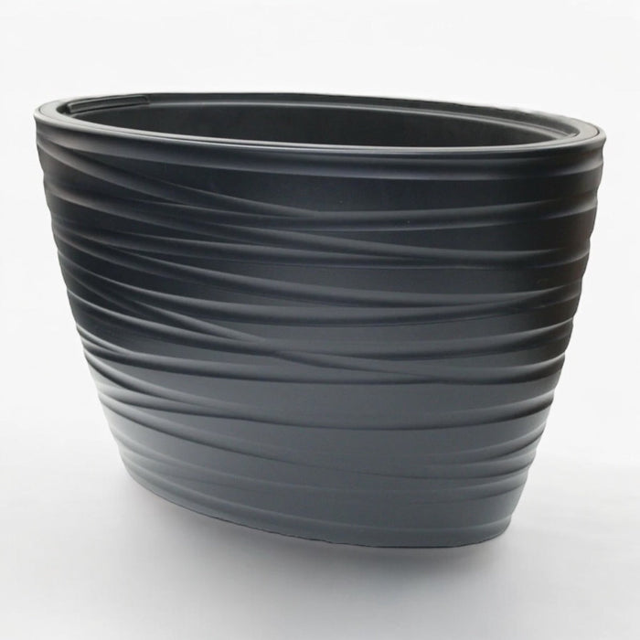 Large Plastic Oval Planter with Insert, Black 56/24L Flower Pot - Cherish Home