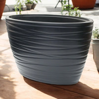 Large Plastic Oval Planter with Insert, Black 56/24L Flower Pot - Cherish Home