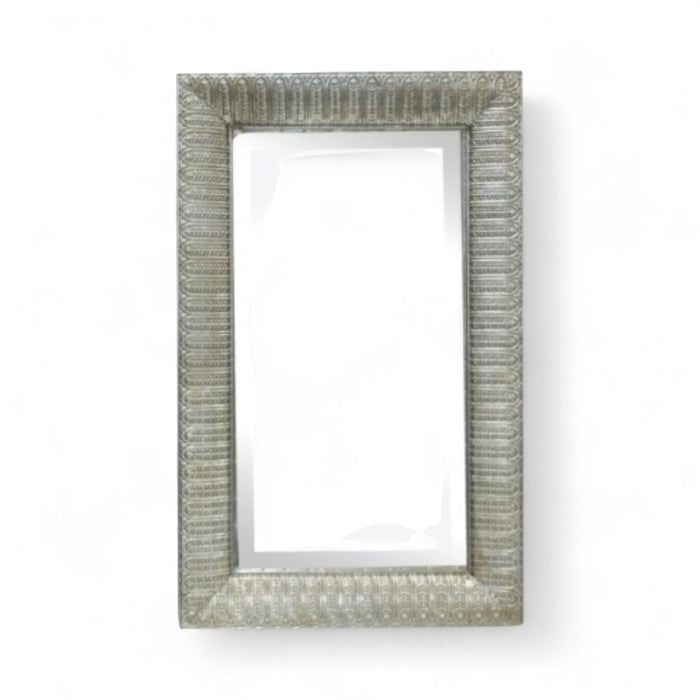 Large Rectangle Frame Mirror 48cm x 76cm Floral Metal Large Wall Mirror Champagne - Cherish Home