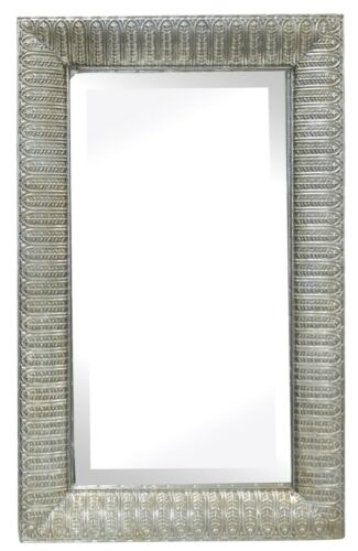 Large Rectangle Frame Mirror 48cm x 76cm Floral Metal Large Wall Mirror Champagne - Cherish Home