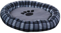 Large Round Plush Dog Bed 62cm In Tartan Design Blue Brown Black - Cherish Home
