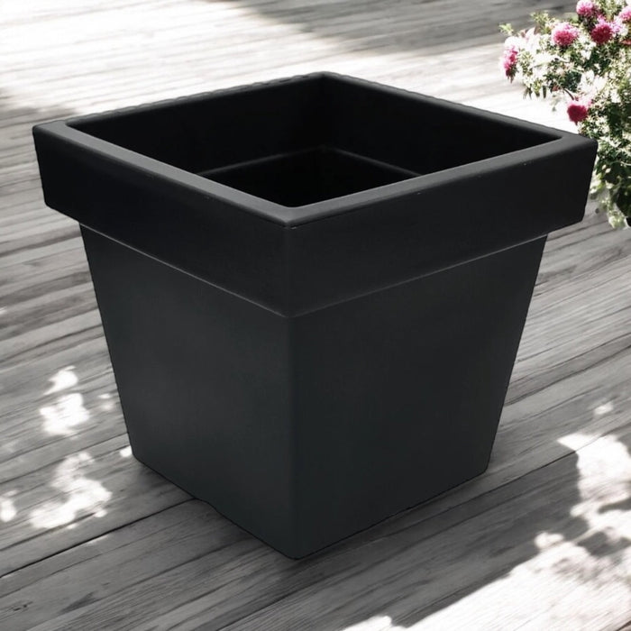 Large Square Planter Plastic Flower Pot Grey or Black - Cherish Home