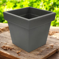 Large Square Planter Plastic Flower Pot Grey or Black - Cherish Home