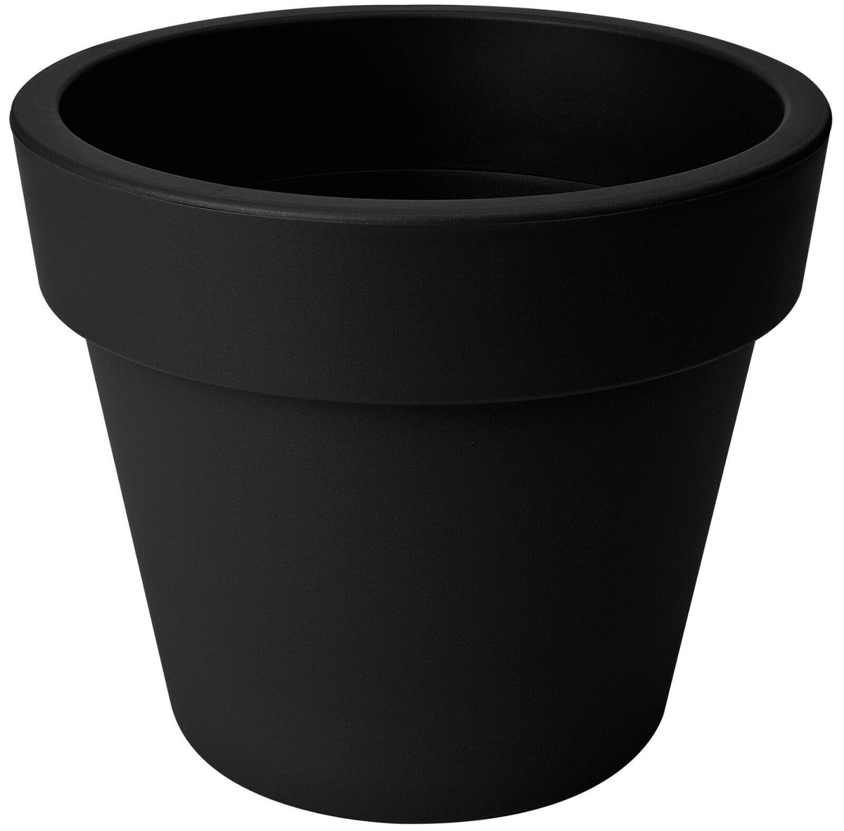 Medium 30cm Round Planter Plastic Plant Pot Black 10 Litre Double Walled - Cherish Home