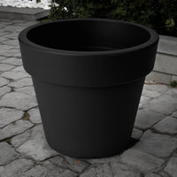 Medium 30cm Round Planter Plastic Plant Pot Black 10L - Cherish Home