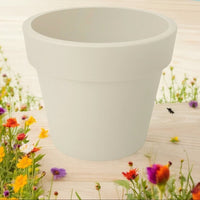 Medium 30cm Round Planter Plastic Plant Pot Cotton White 10L - Cherish Home