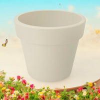 Medium 30cm Round Planter Plastic Plant Pot Cotton White 10L - Cherish Home
