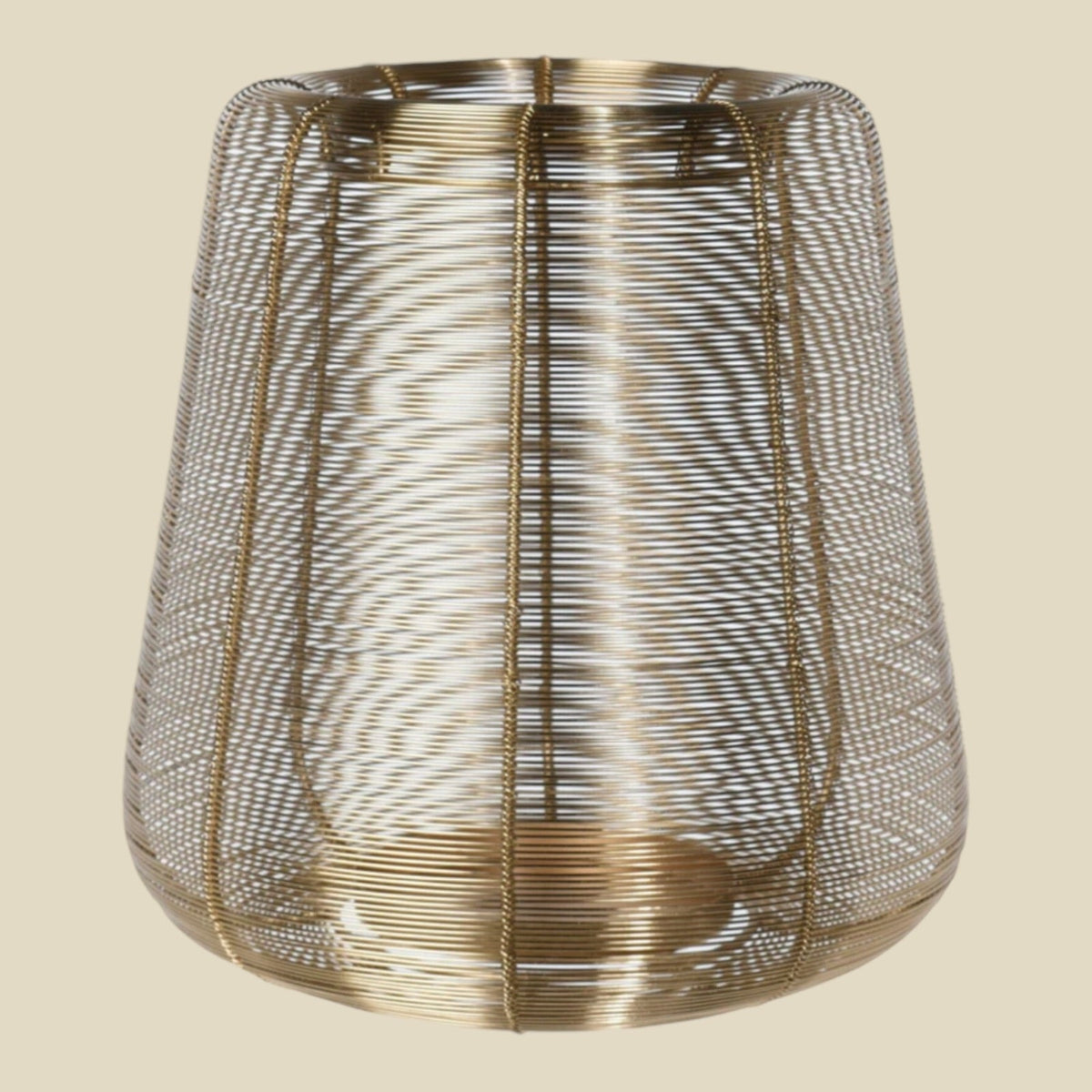 Metal Wired Lantern LARGE Gold Pillar Candle Holder Cage Christmas Home Wedding - Cherish Home