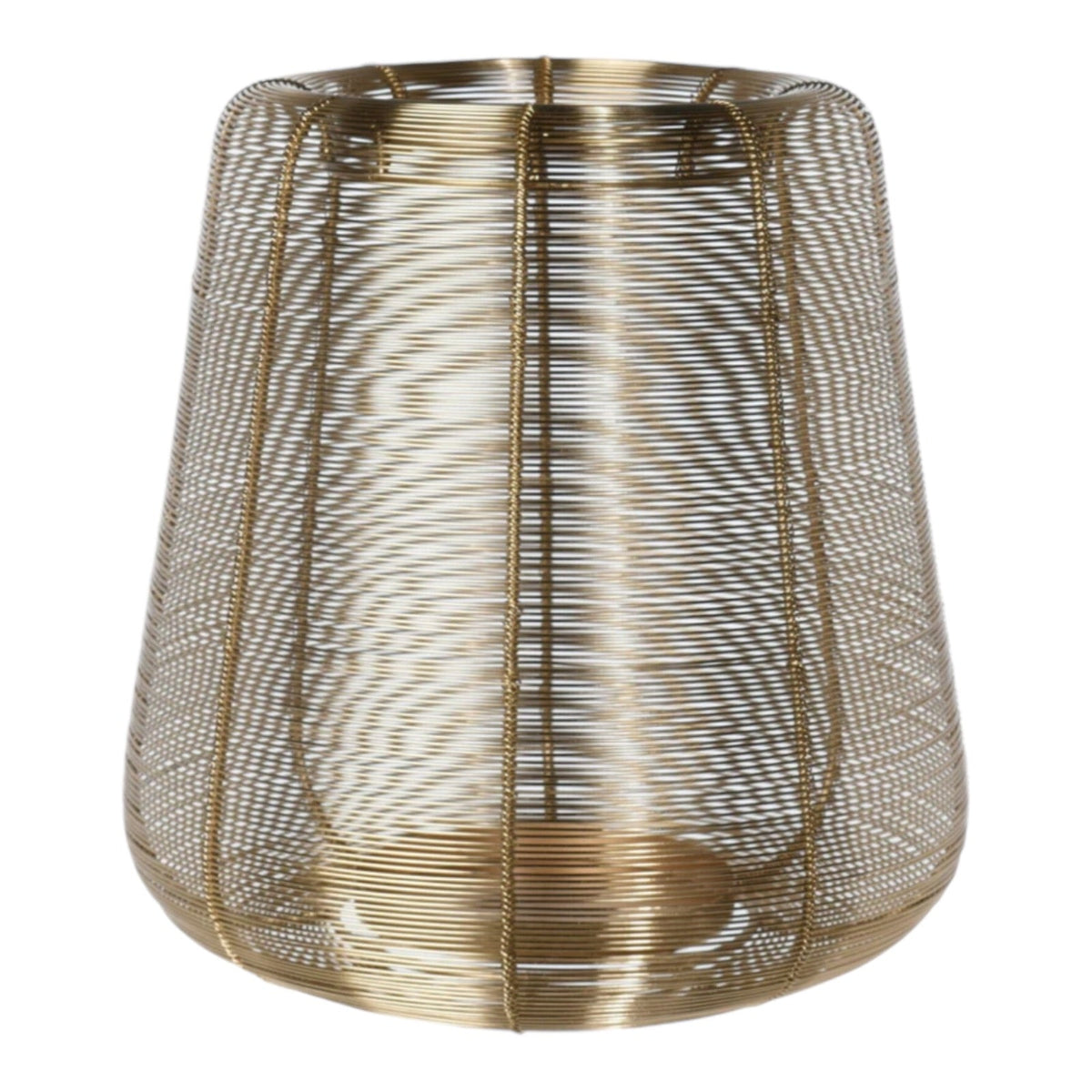 Metal Wired Lantern LARGE Gold Pillar Candle Holder Cage Christmas Home Wedding - Cherish Home