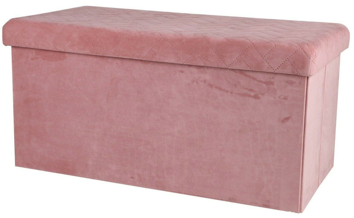 Ottoman Large Pouffe Storage Box & Seat up to 120kg Velvet Pink - Cherish Home