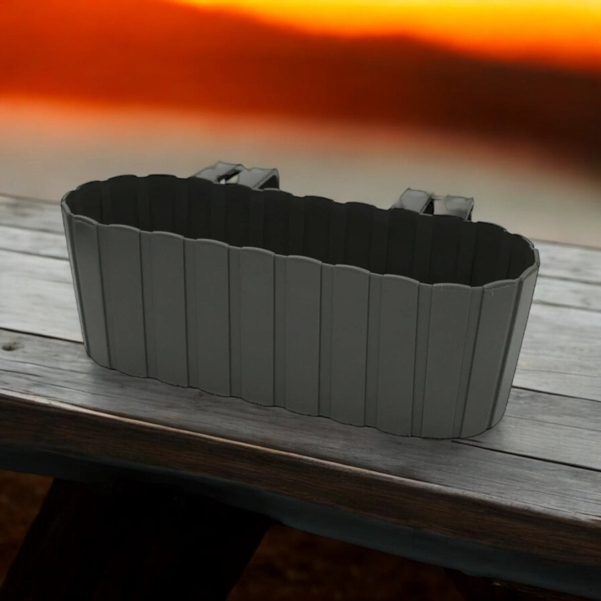 Outdoor Rammento 38cm Grey Double Plastic Fence Planter - Cherish Home
