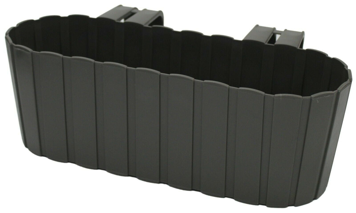 Outdoor Rammento 38cm Grey Double Plastic Fence Planter - Cherish Home